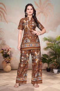 NEW MODERN DIGITAL PRINTED CORD SET for WOMEN'S KURTA/KURTI Zain Exports REVERSER NO DUPATTA ALL SEASONS - Product Image 4