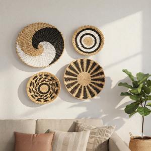 Water hyacinth <b>wall</b>-mounted decor <b>wall</b> <b>hanging</b> arts set of different woven straw <b>baskets</b> wholesale customizable logo - Product Image 6