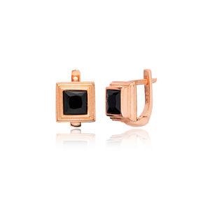 Boucles d'oreilles carrées en CZ noir, fabrication artisanale turque, vente en gros, bijoux en argent sterling 925 - Product Image 6