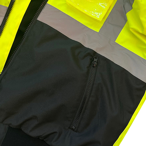 Detachable Hood Waterproof Safety <b>Jacket</b> Reflective Soft Shell Hivis Safety <b>Jacket</b> With Multifunctional Pockets - Product Image 5
