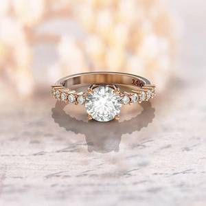 Elegante Anillo de Compromiso de Moissanita de 1 Quilate, Anillo de Boda Solitario de Oro Blanco de 14K con Corte Redondo para Mujer, Venta al por Mayor - Product Image 4