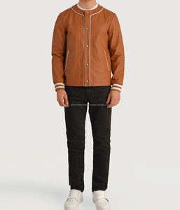 Camisas de cuero informales con estampado de béisbol personalizado de alta calidad, nuevo diseño de invierno, cuello mandarín, tela de Popelina, uso de cuero Natural - Product Image 5