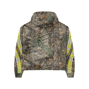 Pantalon de survêtement évasé à quatre rayures imprimé d'arbres de grande taille 400gsm personnalisé et ensembles de survêtement à capuche en U à fermeture éclair complète - Product Image 3