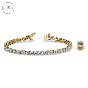Estilo Vintage 2.31Ct Lab Grown Brilliant Cut Diamond Tennis Bracelet IGI Certified Solid 14K Gold Ball Pattern Moda - Product Image 1