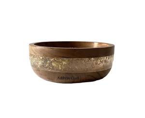 Tazón de Madera de Acacia con Incrustaciones de Lámina de Oro, Pulido, Hecho a Mano, Ecológico, Diseño Europeo, para Servir en Bodas y en el Hogar - Product Image 3