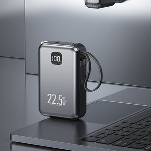 Banque d'alimentation à affichage numérique avec câbles intégrés, chargeur rapide haute capacité 20000 mAh 22,5 W avec logo personnalisé - Product Image 5