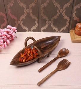 Venta al por mayor de platos para servir comida con forma de barco de madera personalizada para restaurantes, bodas, hoteles, precio a granel - Product Image 6