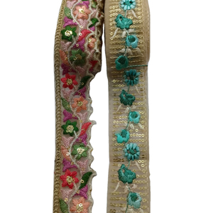 Jacquard Ribbon <b>Tulle</b> Net Trimming Custom Embroidery Braided Lace Trim Flower Pattern Polyester/Metallic/Sequins for Bags - Product Image 1