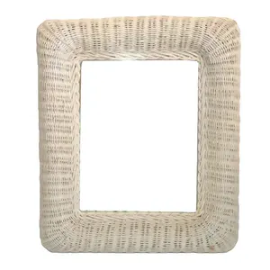 Espejo de mimbre para colgar en la pared, precio de fábrica al por mayor, para decoración del hogar, espejo de mimbre natural, diseño de espejo de cuerda de yute - Product Image 1