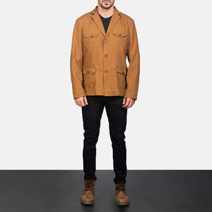 Veste Safari Kajetan Vintage Kaki Taille XL en Tissu Toile Respirant avec Col à Capuche en Polyester, Motif Imprimé Lavé, Fabrication ODM - Product Image 3