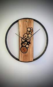 High Demand Rustic Iron Wood Wall <b>Clock</b> Art Deco Design <b>Style</b> for Living Room Office or Cafe Quartz Motive Available for Sale - Product Image 2