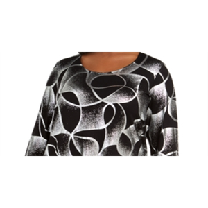 Collezione JM: Top in Chiffon Ricamato Nero-Argento per Donna Taglie Forti 0X, Stile Casual Occidentale Formale Corto per Primavera Estate - Product Image 2