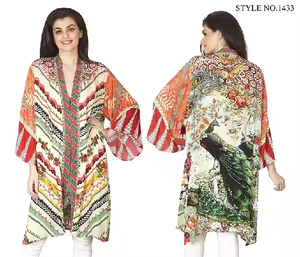 Women's Lightweight <b>Kimonos</b> for Summer <b>Beach</b> Vacations Foil Printed Fruit and Character Patterns for Layering with Casual Wear - Product Image 6