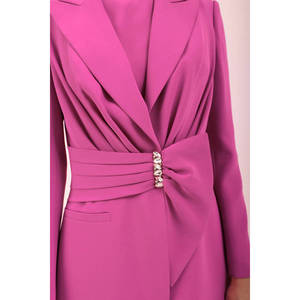 Blouson bomber en cuir léger pour femmes - Vêtement d'extérieur bohème élégant brodé violet - Product Image 4