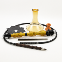 Kit Chicha Portable au Design Vintage en Aluminium, avec Tige Métallique Sculptée Rétro et Embout Moderne