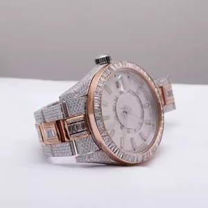 Montre élégante de luxe en diamant Moissanite pour femmes, cadran aspect cristal pour bureau, fête, tenues décontractées, fournisseur indien - Product Image 1