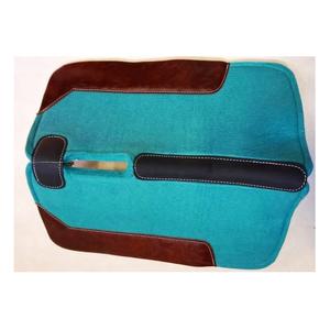 Tapis de selle de cheval Western de qualité supérieure couleur turquoise laine/laine synthétique patchs en cuir feutre assorti anti-dérapant Durable - Product Image 1