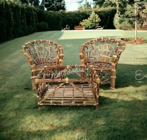 Ensemble de meubles d'intérieur et d'extérieur modernes de luxe table et chaises 2 cannes nouveauté meubles de jardin, de patio et de balcon en bambou - Product Image 3