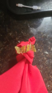 Porte-serviette élégant double papillon pour décoration de table de mariage, fêtes, événements, hôtel, dîner, accent naturel charmant - Product Image 2