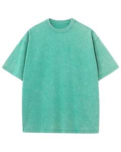 T-shirt unisexe surdimensionné en coton vert délavé, style vintage, épaules tombantes, streetwear décontracté, haut unisexe - Product Image 1