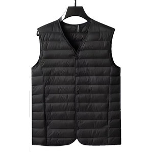 Gilet d'hiver ultra épais pour homme, col montant, réversible, coupe-vent, avec logo sur le devant, pour le travail en extérieur, les voyages, le temps froid - Product Image 1