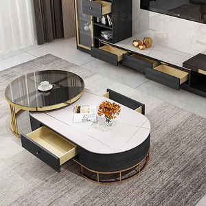 Juego de Mesa Central de anidación Tapa de mármol tradicional Acero inoxidable Lujo Clásico Hogar Dormitorio Sala de estar Café Cocina Uso - Product Image 3