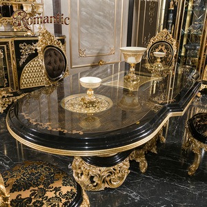 Juego de Comedor de Madera Maciza Europea de Lujo Estilo Villa Real Francesa, Mesa de Comedor Extensible con Acabado Brillante Antiguo, 6/8 Sillas - Product Image 4