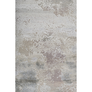 Tapis rectangulaire en laine et soie de bambou noué à la main Entropy Blue, design abstrait patchwork pour couloir, idéal pour chambre d'adolescent, tapis de chambre sur mesure - Product Image 3