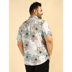 อามานุชเสื้อเชิ้ตผู้ชายหลากสีไนลอนพิมพ์ลายดอกไม้ขนาดพลัสไซส์ลำลองแขนสั้นคอปกปกติสวมใส่ในฤดูร้อนเสื้อเชิ้ตผู้ชาย - Product Image 4