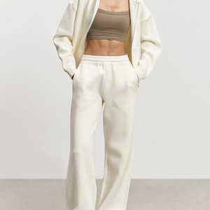 เสื้อมีฮู้ดสองชั้นแบบมีซิปโอเวอร์ไซส์สำหรับผู้หญิงลายโลโก้แบบกำหนดเองที่ปกเสื้อแบบไหล่ตกด้านหน้า - Product Image 5