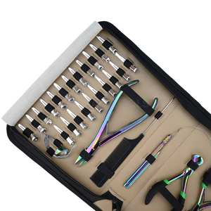 Kit d'outils pour extensions de cheveux avec pince à clipser, outil de sertissage plat, outil de retrait de perles, coupeur de liens en kératine, anneau de séparation, peigne, boucle, crochet - Product Image 5