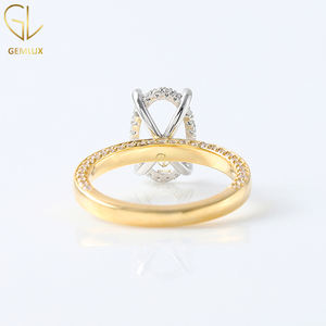 Bague de fiançailles Halo cachée en diamant taillé ovale semi-monté en laboratoire pour femme - Product Image 4
