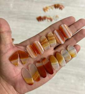 Orange Botswana Agate Paires Assorties Cornaline Rouge Agate Bandée Paires Assorties Boucles D'oreilles Pierres Précieuses Minérales En Gros - Product Image 3