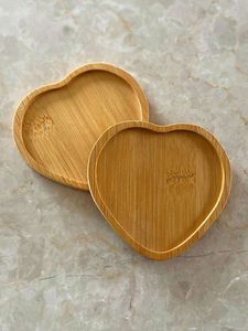 Natural Bamboo Heart Shaped Coasters Set Recessed Drink Mat Eco Friendly <b>Table</b> <b>Protection</b> Home Cafe Restaurant Kitchenware Gifts - Product Image 1