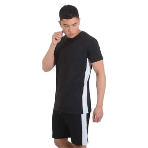 Short court ample à séchage rapide pour hommes, tricot ample droit décontracté, ensemble short et chemise en coton - Product Image 4
