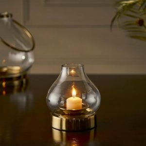 Produit de bonne qualité Bougeoir antique et élégant en métal en laiton avec bocal en verre Bougeoir en bâton Vente à chaud - Product Image 1