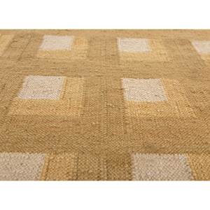 Checkers Gold <b>Flat</b> Weaves <b>Wool</b> Rug Handmade Boho Geometric Rectangle 9x12 for Bedroom Bed High Quality ADWL-13024 - Product Image 3