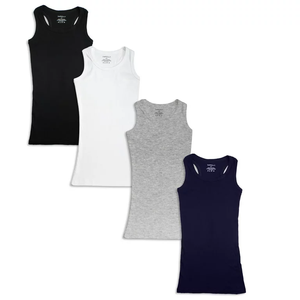 Débardeurs en jersey décontracté respirant pour femmes 4 Pack Ribbed Racerback (Small) Eco-Friendly 100% Cotton Yoga Fitness Tops - Product Image 3