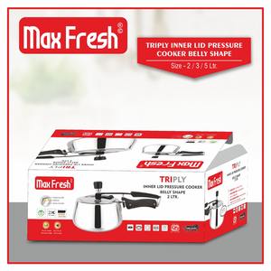 หม้ออัดแรงดันสแตนเลส Maxfresh แบบสามชั้น ดีไซน์ทรงโค้ง ฝาปิดด้านในป้องกันการระเบิด ใช้กับเครื่องล้างจานได้ คุณภาพสูง สำหรับเตาแก๊ส - Product Image 3