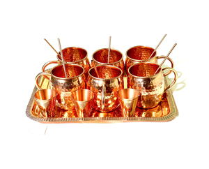 Hammered Moscow Mule Mug Set <b>Copper</b> Shot Glasses <b>Copper</b> Drinking Straws with <b>Copper</b> Tray Complete Set for coffee mugs gift set - Product Image 1
