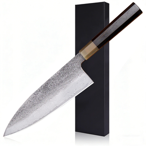 Couteau de cuisine professionnel japonais en acier inoxydable, manche en bois écologique, pour trancher le saumon et les sashimis, couteau de chef, finition haute brillance - Product Image 3