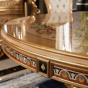 Juego de mesa de comedor redonda de teca tallada a mano de lujo Imperiale The Langham, colección de muebles Royal Baroque Palace Hotel Villa - Product Image 2