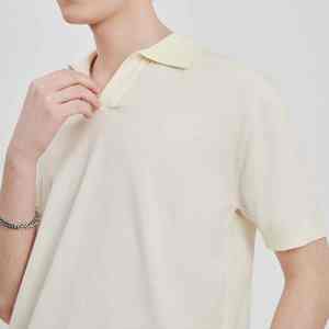 T-shirt à manches courtes personnalisé hommes été nouveau t-shirt POLO drapé de conception de couleur unie - Product Image 2