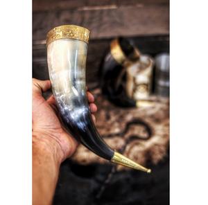 Natural <b>Viking</b> Drinking Horn Mug Polished Horn Beer Wine <b>Cup</b> - Product Image 1