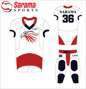 Nouvel arrivage d'uniformes de football américain personnalisés, sublimation complète, ensembles de maillots de football pour jeunes, imprimés grande taille et respirants - Product Image 1