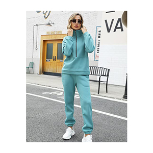 Conjuntos de Mujer de Colores Sólidos de Primera Calidad, Pantalones Deportivos, Sudadera con Capucha y Pantalones de Chándal, Corte Regular, Cierre de Cremallera, Estilo Vintage - Product Image 1