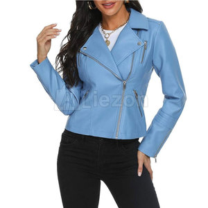 Nuevo estilo Chaquetas de cuero para mujer Estilo corto de motocicleta PU Chaquetas de cuero para mujer para trajes Casuales - Product Image 3