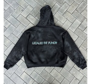 เสื้อสเวตเชิ้ตสตรีทแวร์แบบมีคริสตัลสำหรับผู้ชายและผู้หญิง ราคาโรงงาน เสื้อฮู้ดดี้คริสตัลแบบ unisex ทรงโอเวอร์ไซส์ สไตล์สตรีท - Product Image 4