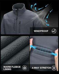Chaqueta softshell para hombre, ligera, duradera, transpirable, impermeable, cortavientos y cálida, diseñada para senderismo, camping y trekking al aire libre. - Product Image 6