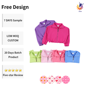 เสื้อแจ็คเก็ตครอปแขนยาวสีพื้นสำหรับเด็กผู้หญิง ยี่ห้อซีฮวา แบบซิป ดีไซน์ลำลอง อุ่นสบาย ผลิตจากผ้า softshell รับออกแบบตามสั่ง บริการ OEM - Product Image 1